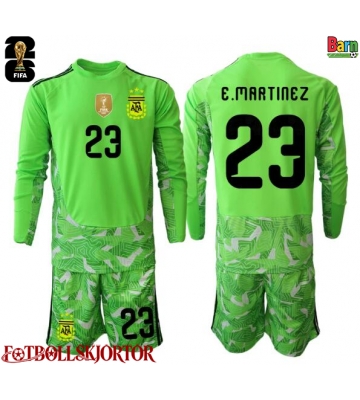 Argentina Emiliano Martinez #23 Målvakt Borta Kläder Barn VM 2026 Långärmad (+ Korta byxor)